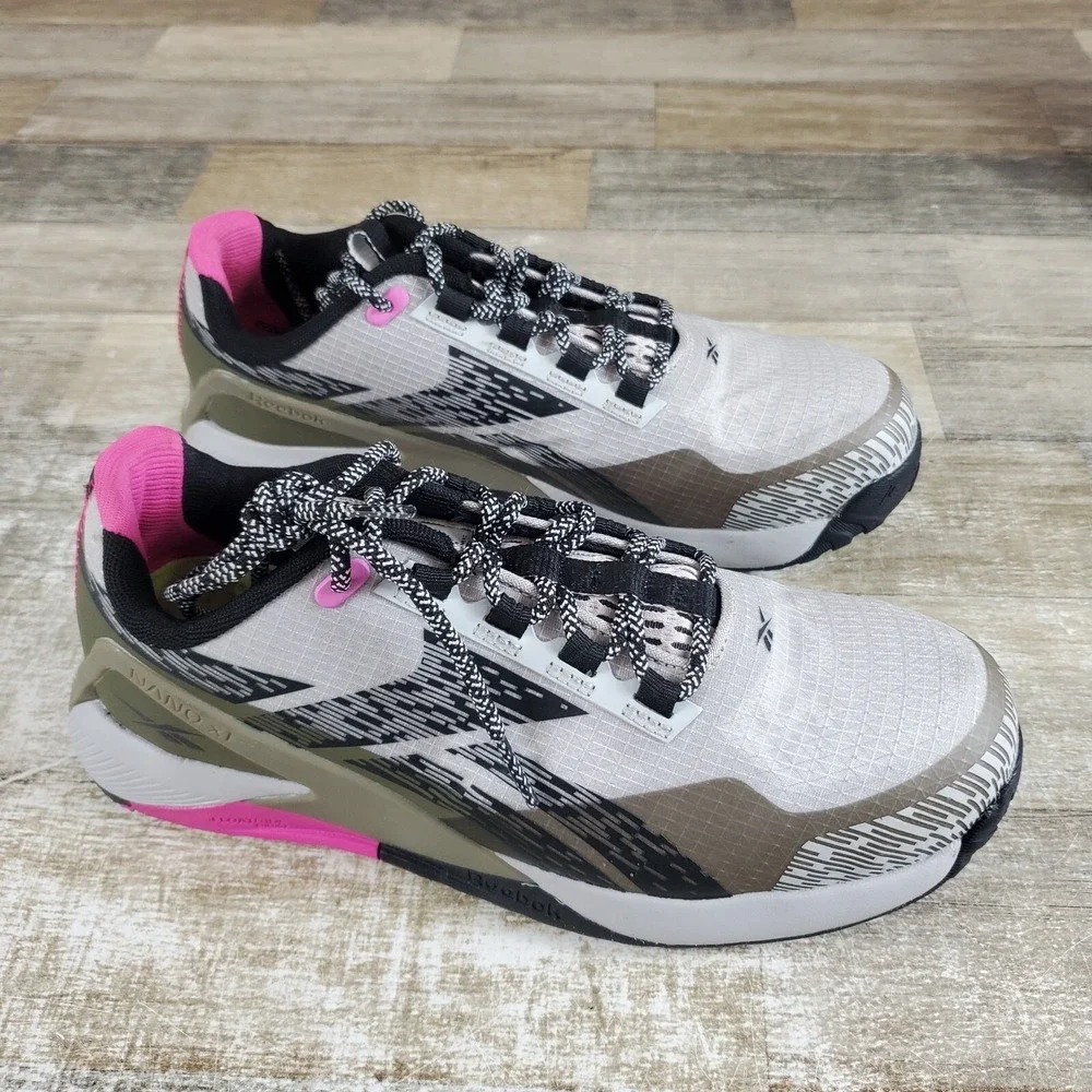 Reebok Nano X1 Adventure Womens‎ Work Shoes Sz 8.5 M Silver Army Green Sneakers